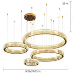 Aurelia Four-Ring Crystal Chandelier in Gold for Grand Foyers