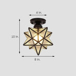 Geometric Star Semi-Flush Ceiling Light in Metal and Glass