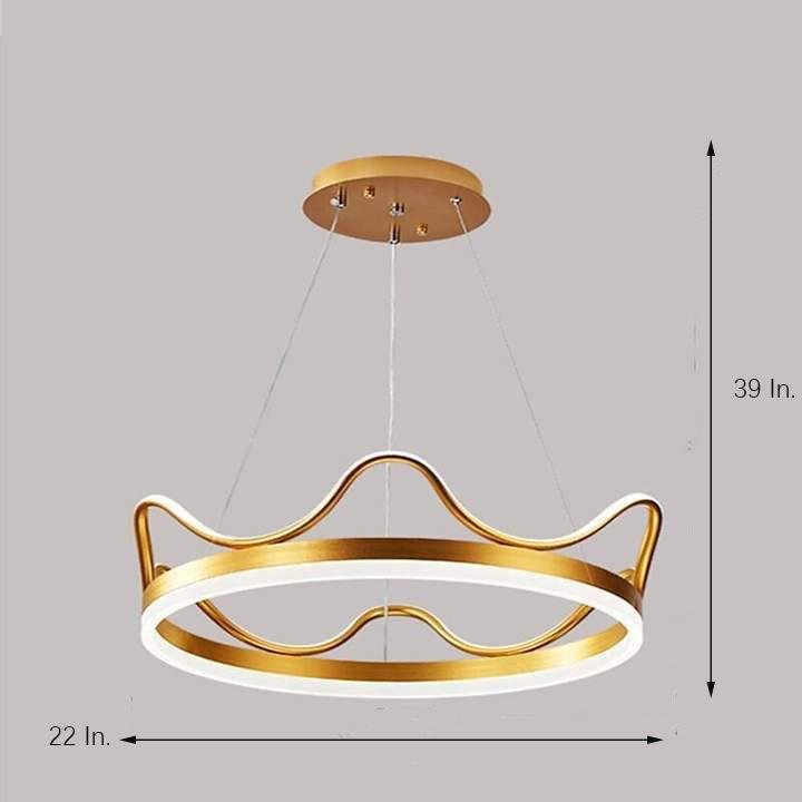Dimmable Round Led Ring Chandelier Crown Design Modern Aluminum Acrylic Pendant Light For Living Room