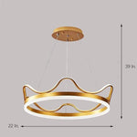 Dimmable Round Led Ring Chandelier Crown Design Modern Aluminum Acrylic Pendant Light For Living Room