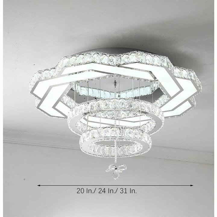 Ambient Crystal Led Flush Mount Light 20 24 31 Gold Or Silver
