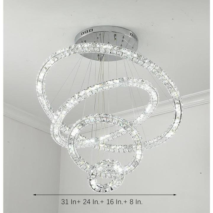 3 4 Light Led Tiered Chandelier Led Crystal Ring Hanging Pendant Light