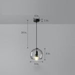 Smoked Glass Pendant Light with Matte Black Metal Shade