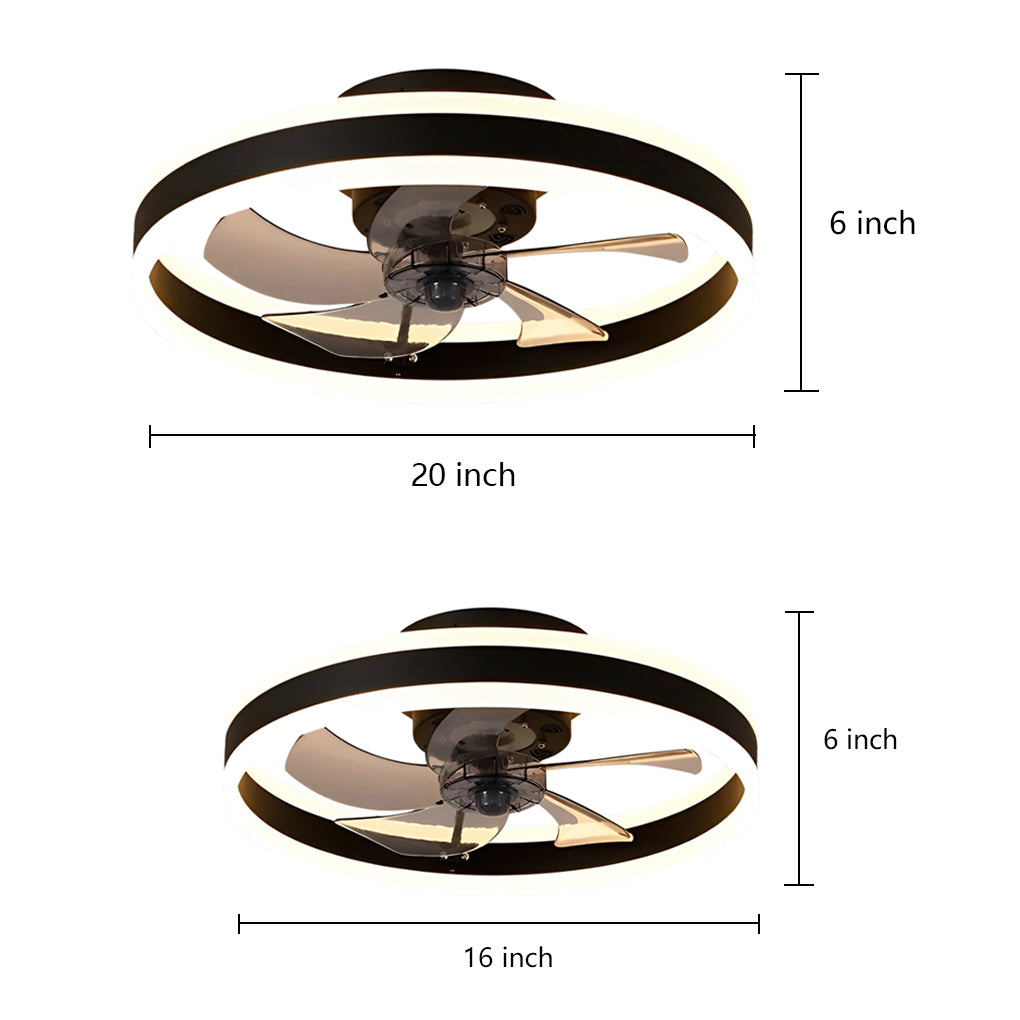 16 Circular Dimmable Modern Ceiling Fan Light Flush Mount Led Chandelier With Fan
