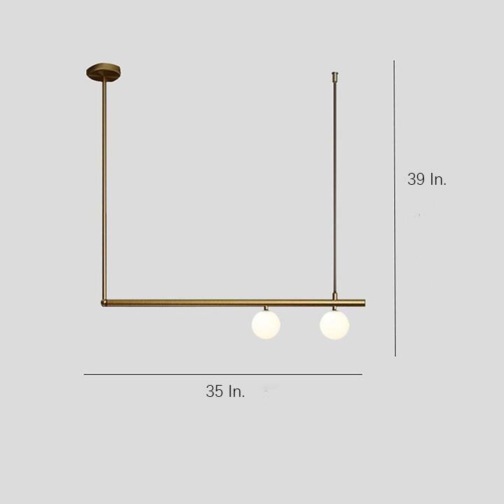 Minimalist Modern Linear Globe Pendant Lighting Copper Glass Kitchen Dining Room Light