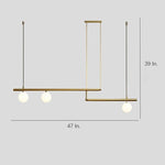 Minimalist Modern Linear Globe Pendant Lighting Copper Glass Kitchen Dining Room Light