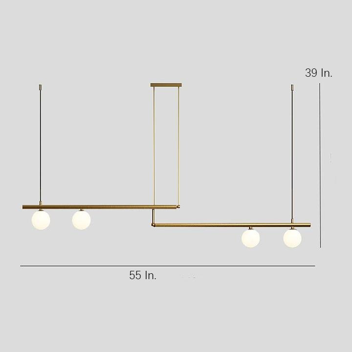 Minimalist Modern Linear Globe Pendant Lighting Copper Glass Kitchen Dining Room Light