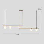 Minimalist Modern Linear Globe Pendant Lighting Copper Glass Kitchen Dining Room Light