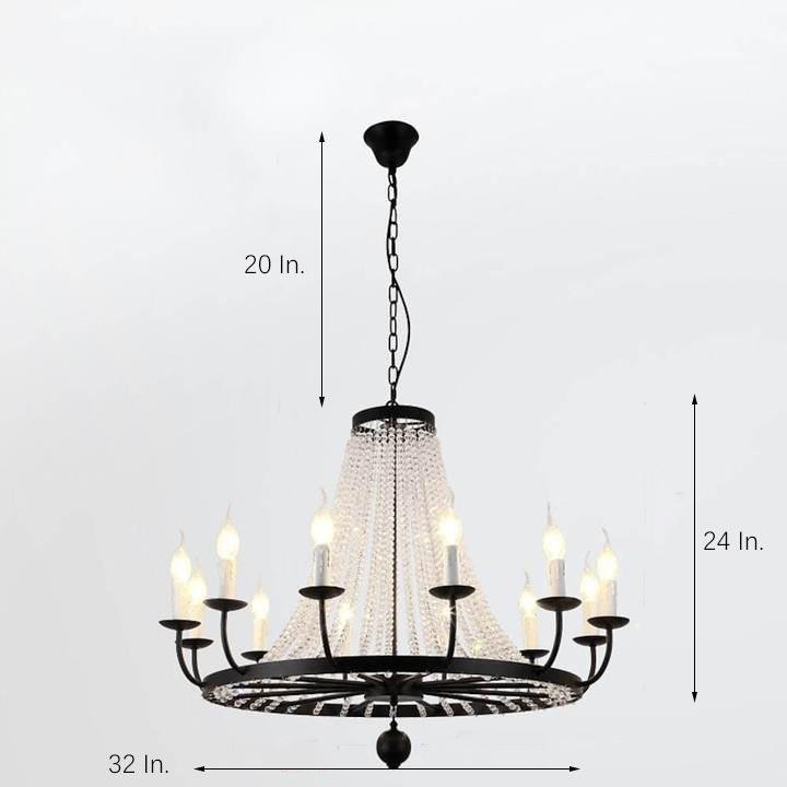 Empire Wagon Wheel Chandelier 8 10 12 Candle Lights 20 Adjustable Chain Crystal Accents