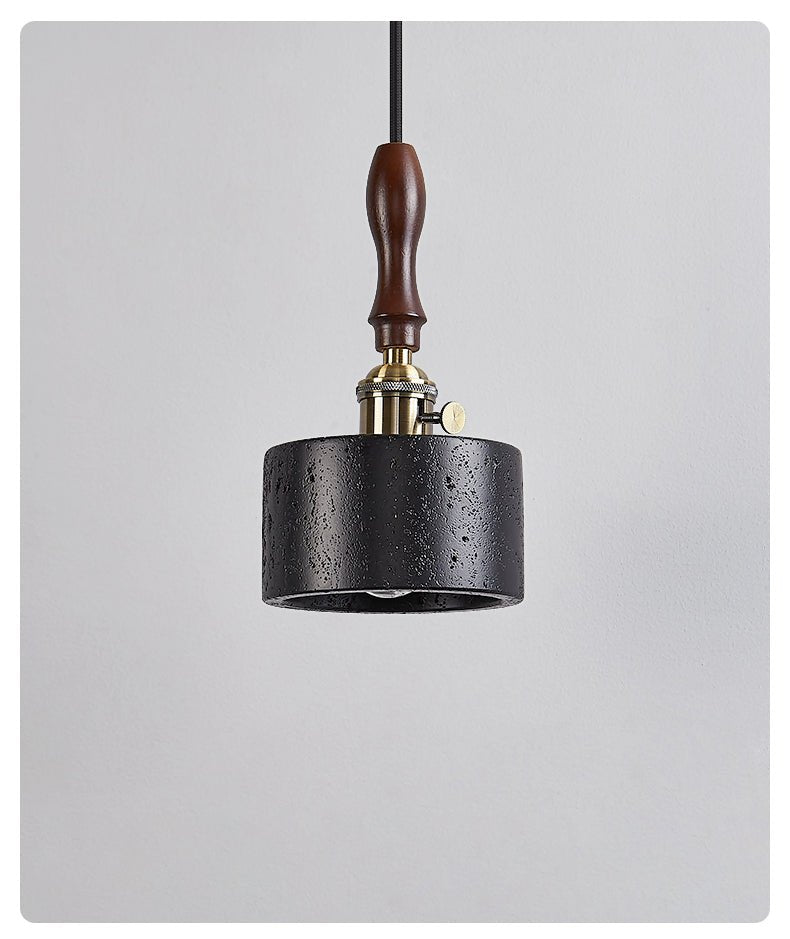 Dalton Travertine Pendant Light — Dark Walnut & Natural Stone