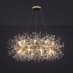 Dandelion Round Crystal Chandelier Modern Gold LED Pendant Light for Dining Room