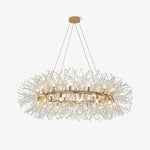 Dandelion Round Crystal Chandelier Modern Gold LED Pendant Light for Dining Room