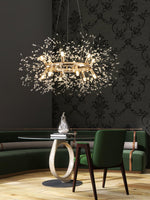 Dandelion Round Crystal Chandelier Modern Gold LED Pendant Light for Dining Room