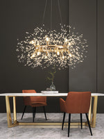 Dandelion Round Crystal Chandelier Modern Gold LED Pendant Light for Dining Room