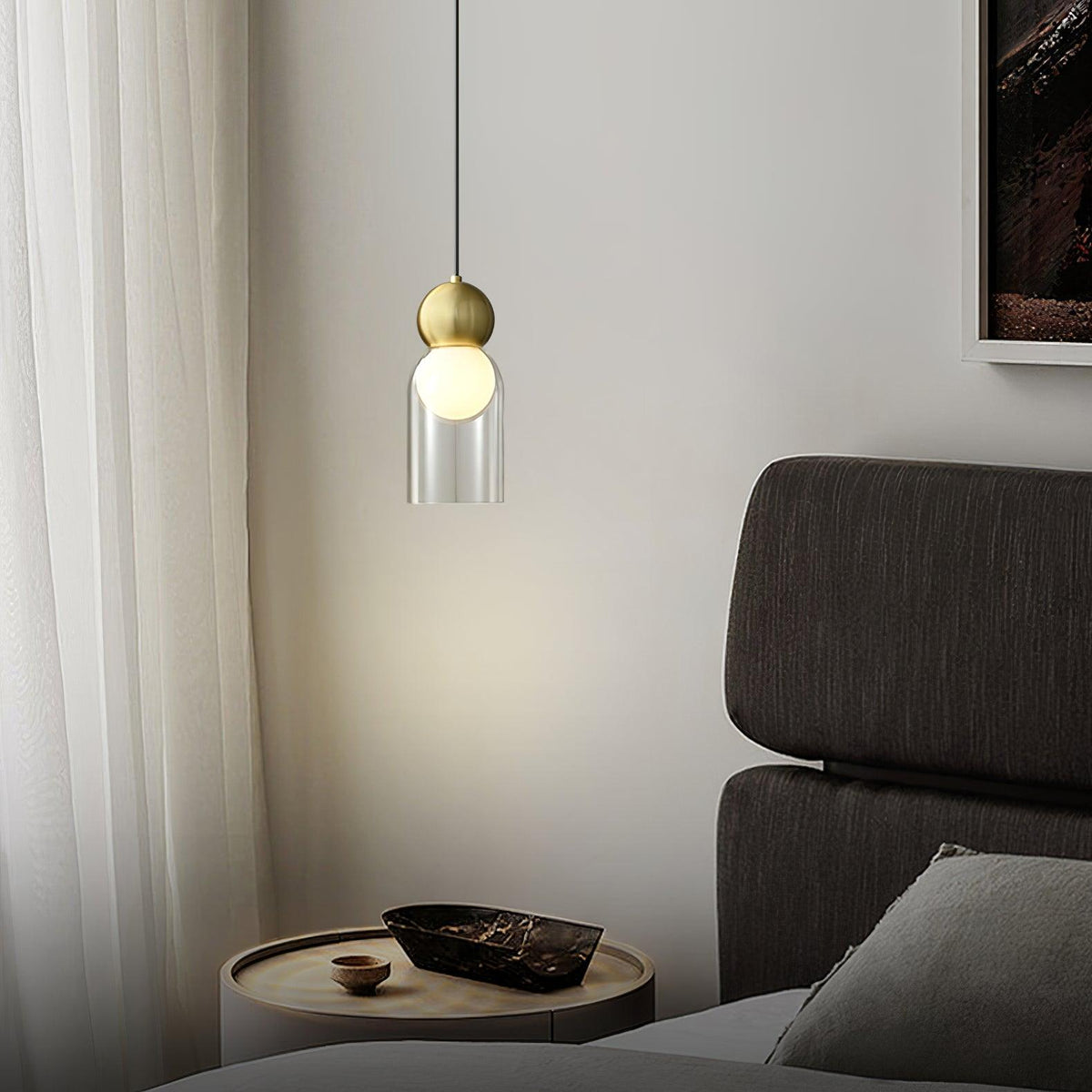 Dani Brass Pendant Light – Modern Nordic Glass Ceiling Lamp for Dining & Kitchen