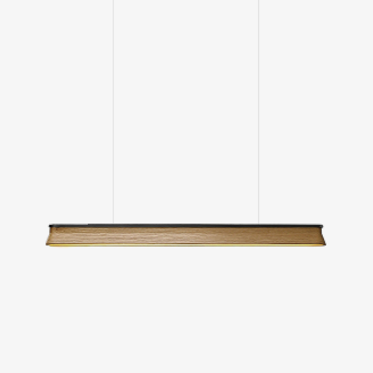 Danqiu Linear LED Chandelier in Wood and Metal for Modern Dining Rooms