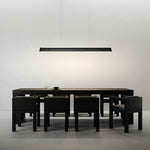 Danqiu Linear LED Chandelier in Wood and Metal for Modern Dining Rooms