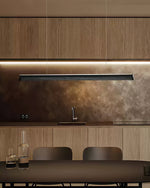 Danqiu Linear LED Chandelier in Wood and Metal for Modern Dining Rooms