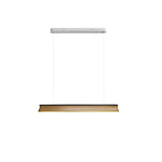 Danqiu Linear LED Chandelier in Wood and Metal for Modern Dining Rooms