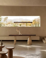 Danqiu Linear LED Chandelier in Wood and Metal for Modern Dining Rooms