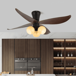 Arbora Bloom Ceiling Fan Light with Walnut Blades and Glass Globes