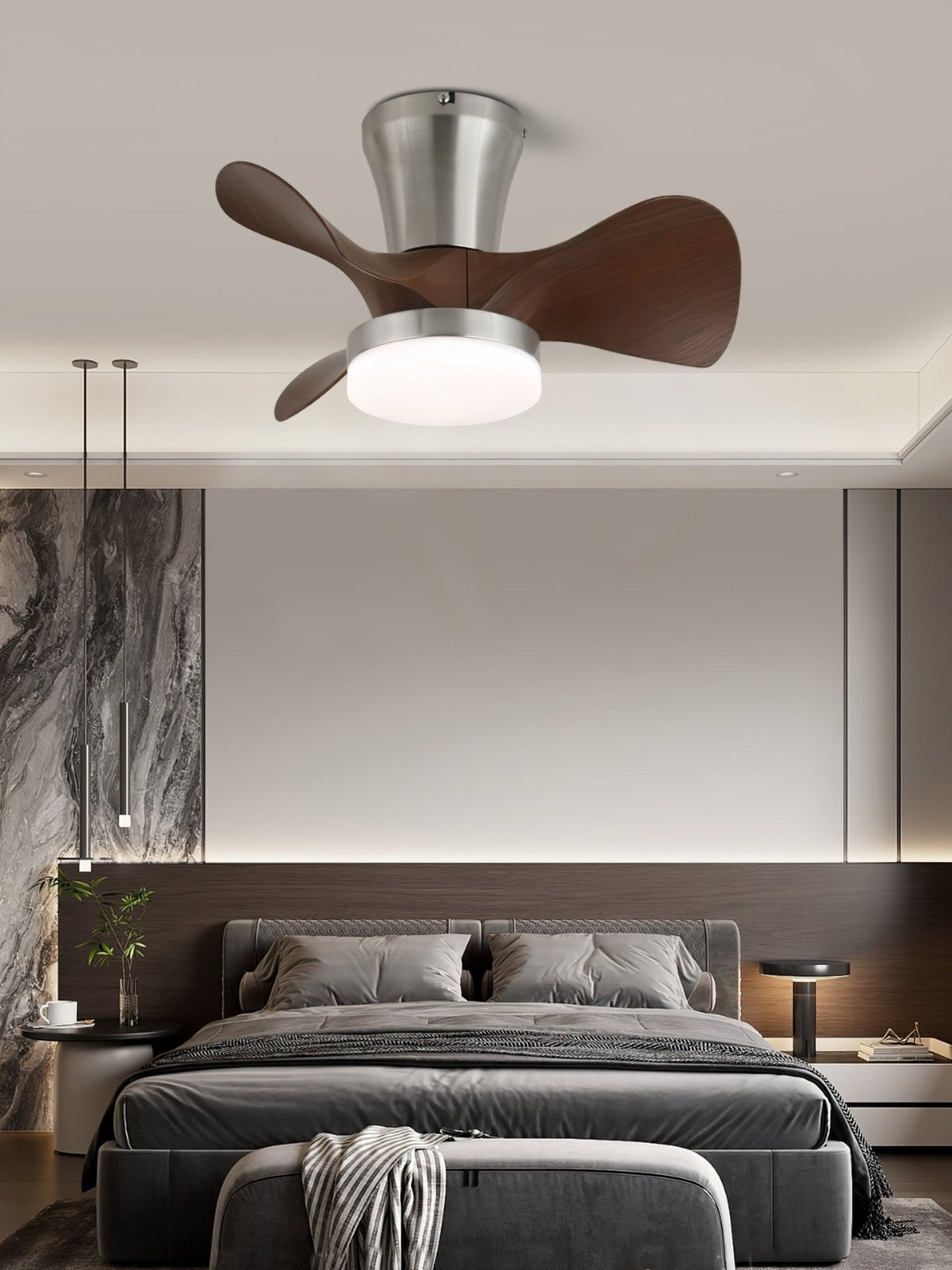 Arvento Ceiling Fan Light with LED and Remote – Modern Low-Profile Design
