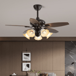 Roselore Bloom Ceiling Fan Light – Scalloped Glass Shade, Walnut Finish, 42"