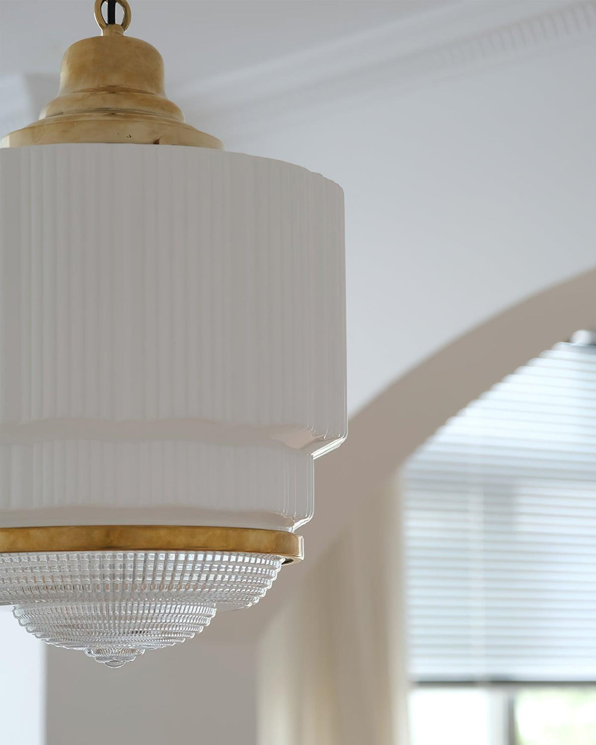 Dean Brass and Glass Pendant Light for Dining Room and Kitchen Island