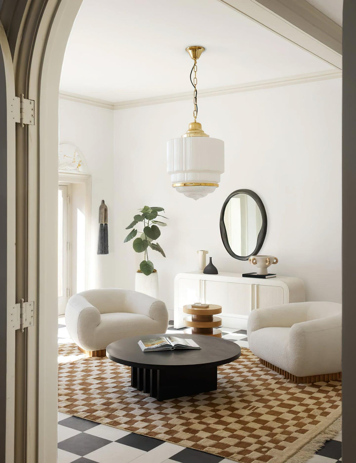 Dean Brass and Glass Pendant Light for Dining Room and Kitchen Island