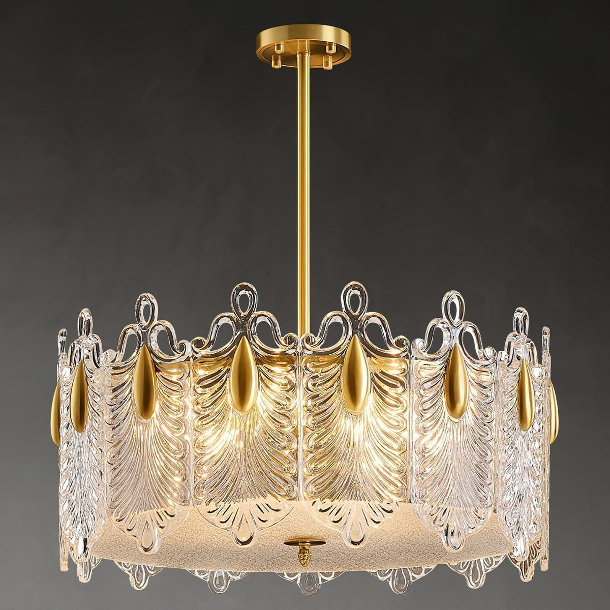 Decorative Patterned Glass Round Chandelier