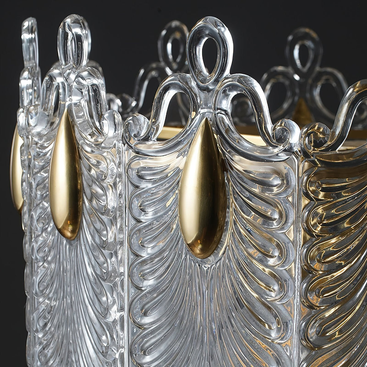 Decorative Patterned Glass Round Chandelier