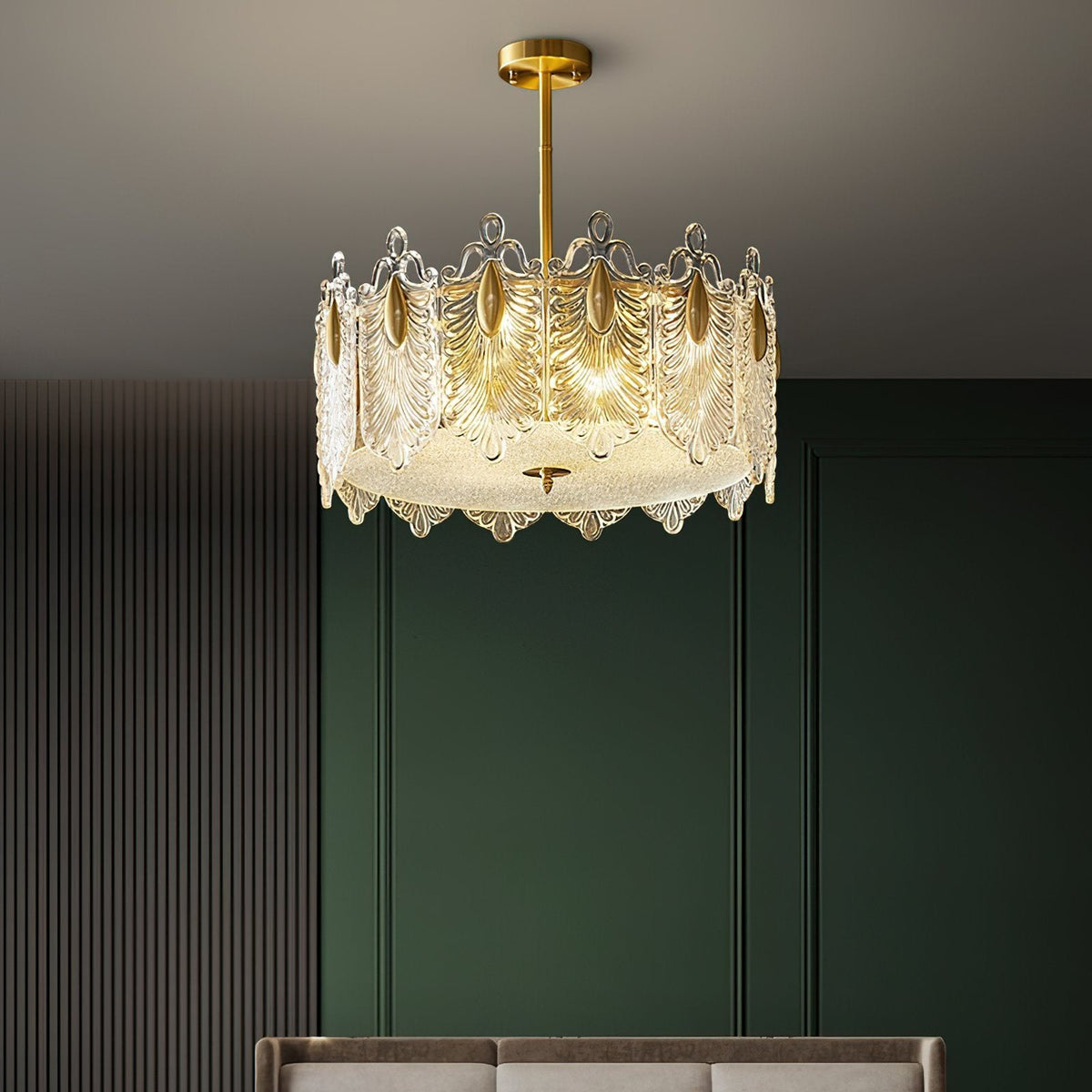 Decorative Patterned Glass Round Chandelier