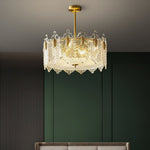 Decorative Patterned Glass Round Chandelier
