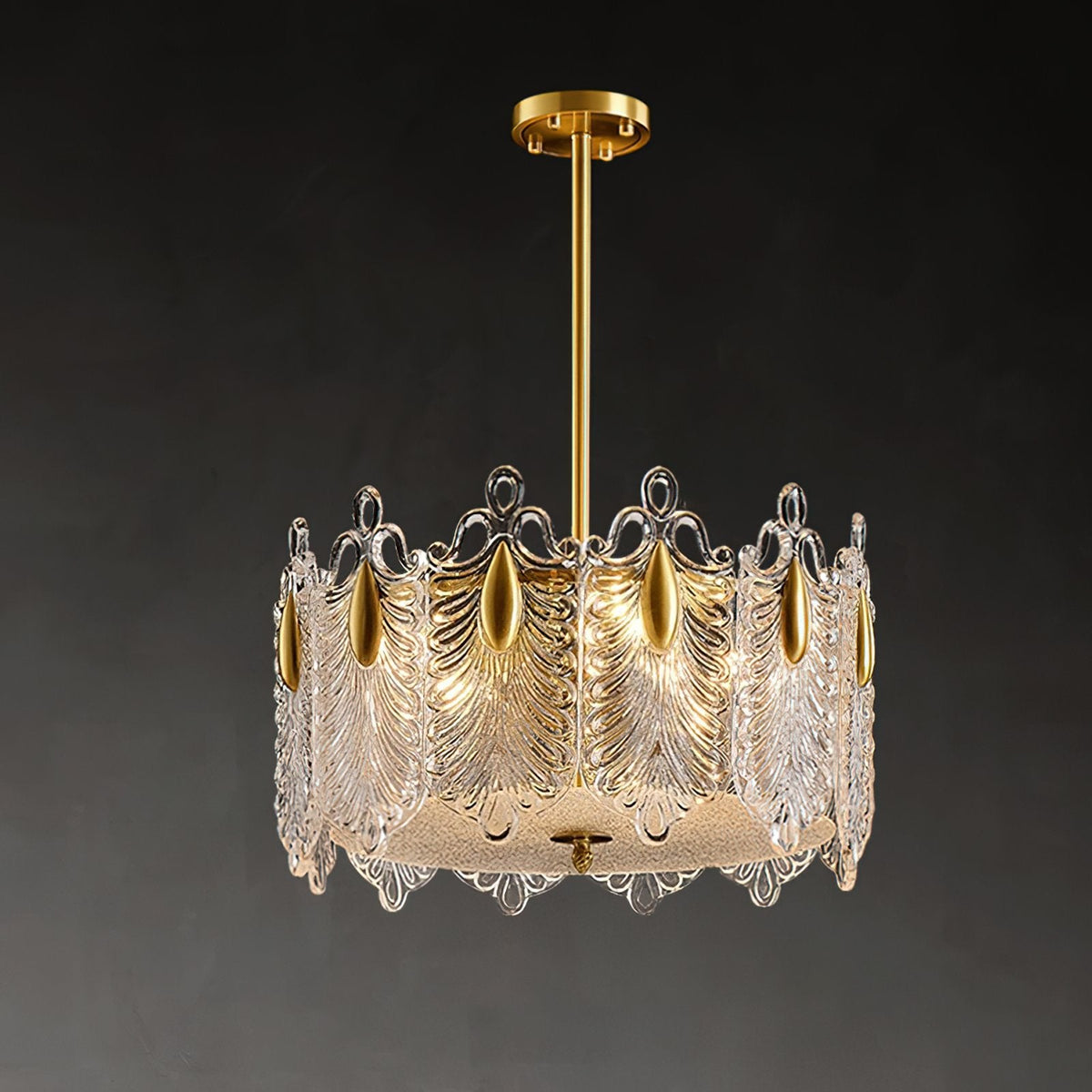 Decorative Patterned Glass Round Chandelier