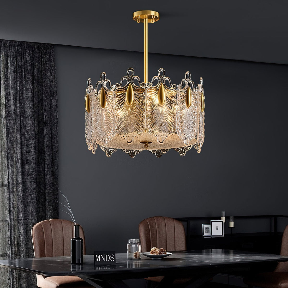 Decorative Patterned Glass Round Chandelier