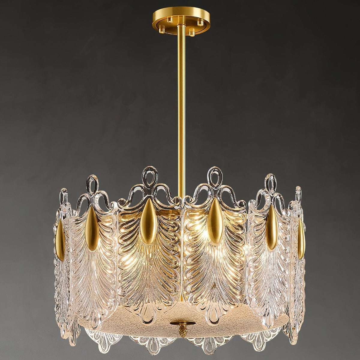 Decorative Patterned Glass Round Chandelier