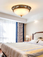 Deltana Resin Flush Mount Ceiling Light with Glass Accents