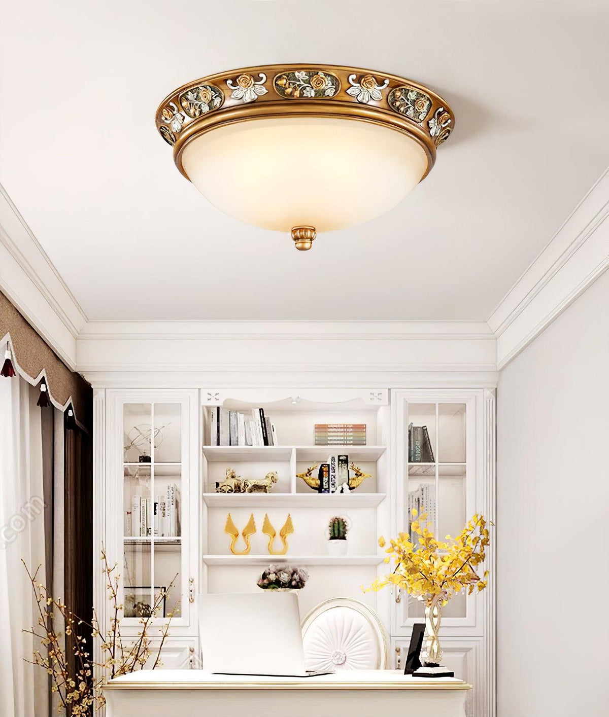 Deltana Resin Flush Mount Ceiling Light with Glass Accents