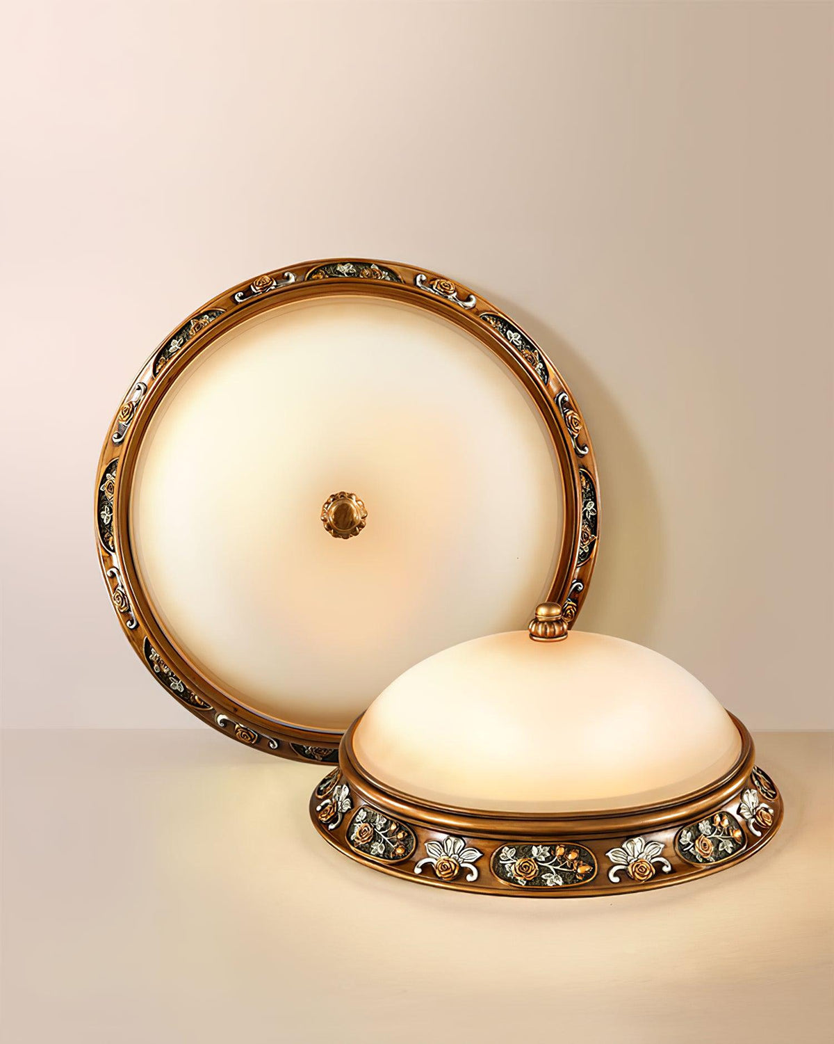 Deltana Resin Flush Mount Ceiling Light with Glass Accents