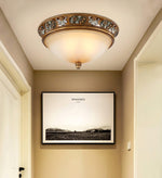 Deltana Resin Flush Mount Ceiling Light with Glass Accents