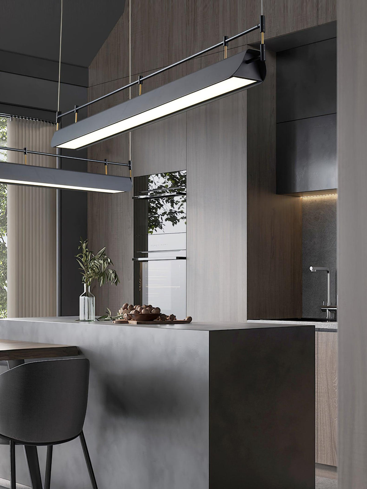 Dessau Modern Linear LED Chandelier in Black for Dining Room