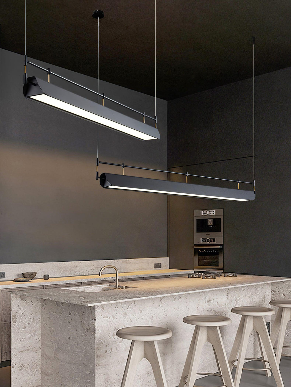 Dessau Modern Linear LED Chandelier in Black for Dining Room