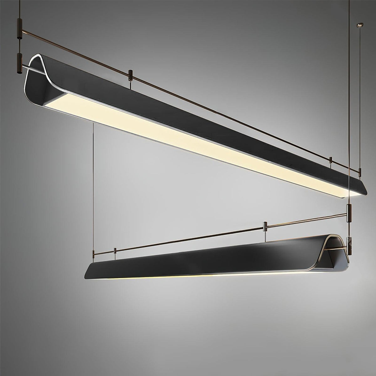 Dessau Modern Linear LED Chandelier in Black for Dining Room
