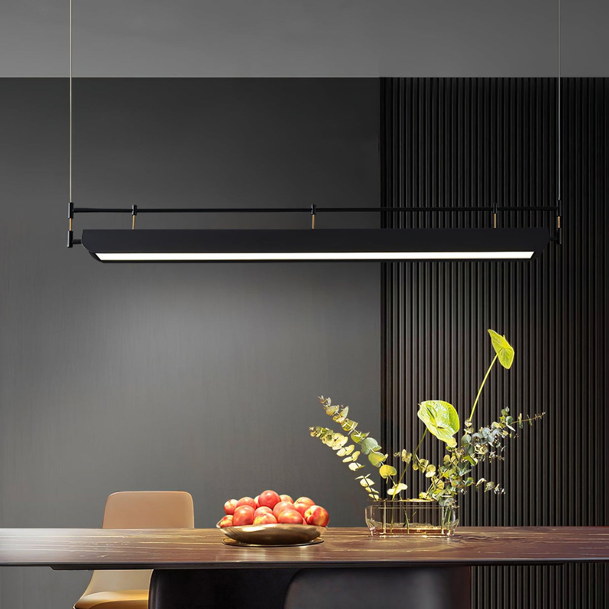 Dessau Modern Linear LED Chandelier in Black for Dining Room