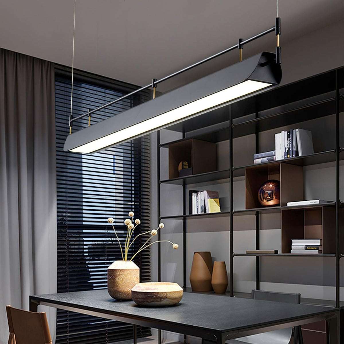 Dessau Modern Linear LED Chandelier in Black for Dining Room