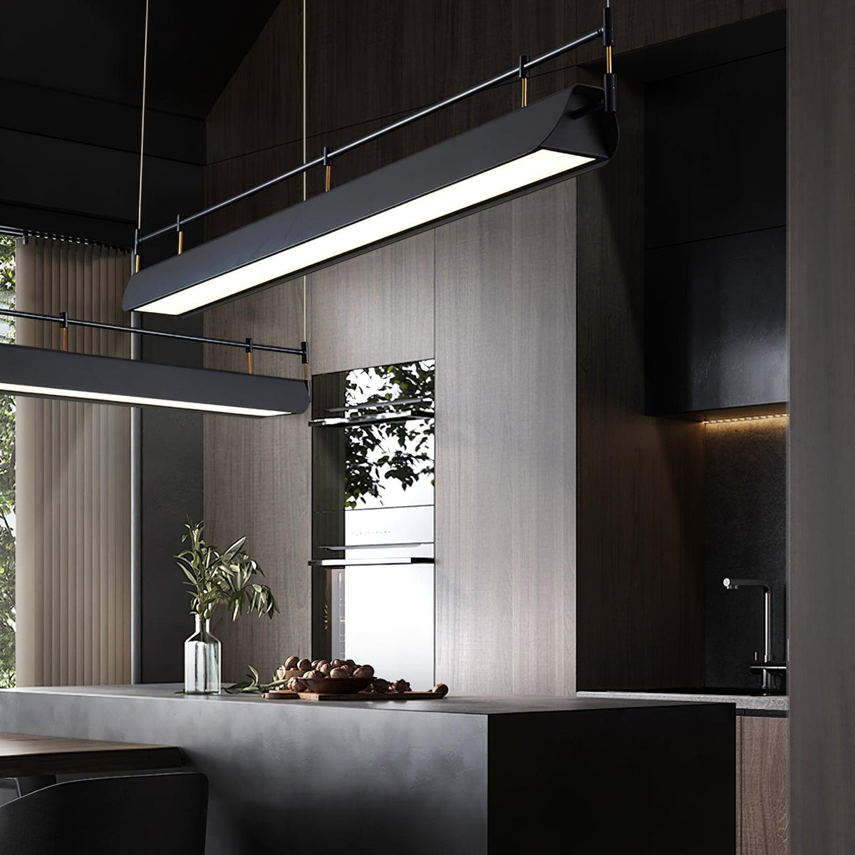 Dessau Modern Linear LED Chandelier in Black for Dining Room