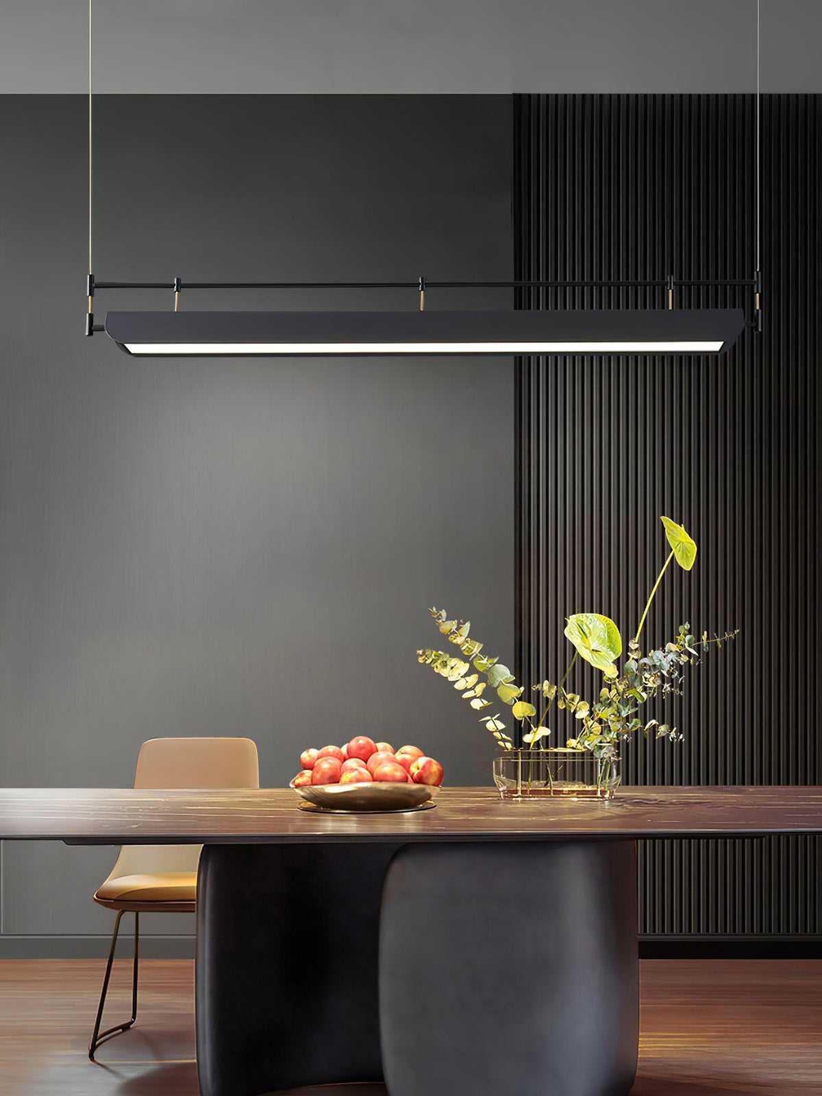 Dessau Modern Linear LED Chandelier in Black for Dining Room
