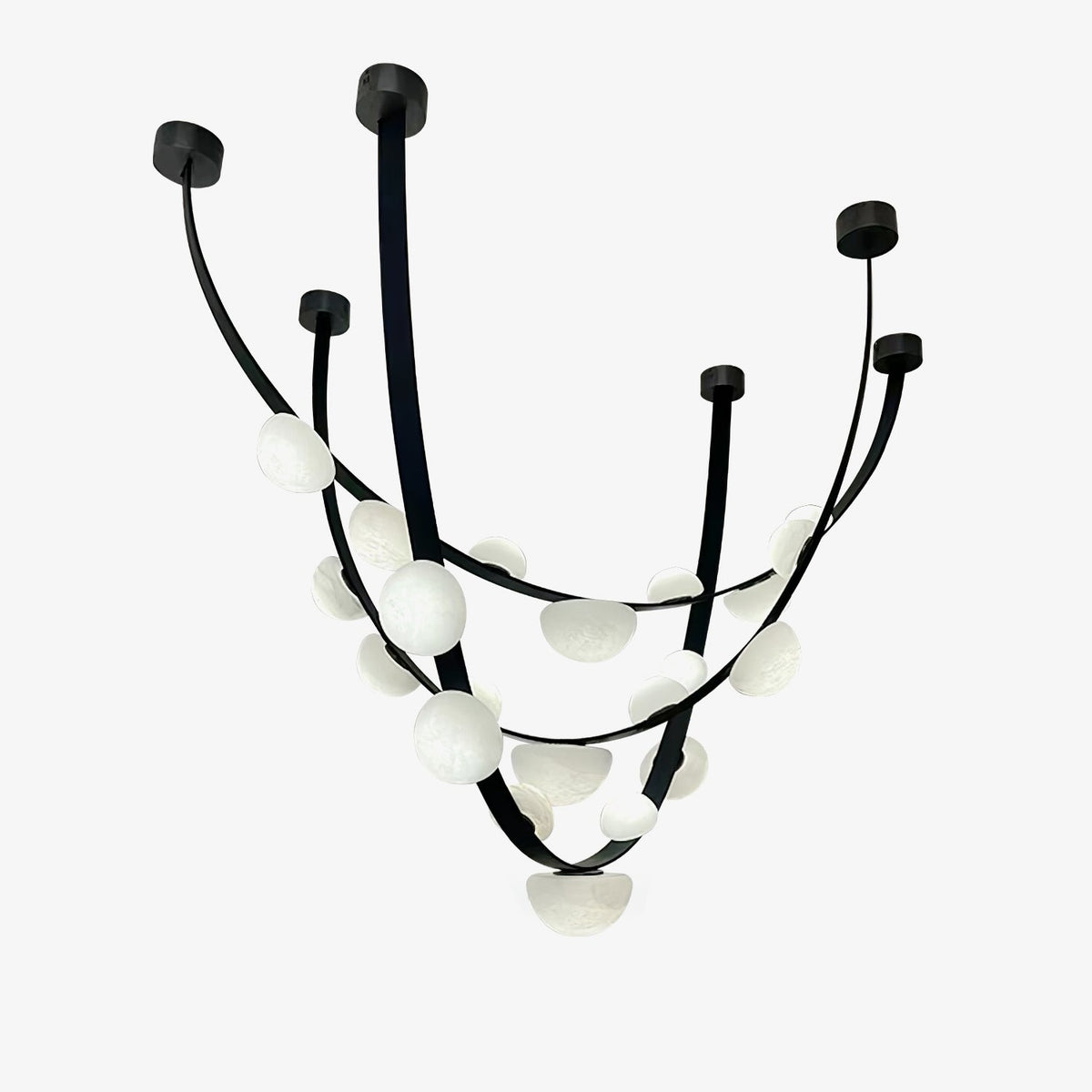 Dew Drops Alabaster Chandelier – Modern LED Pendant Light for Dining Room and Living Room