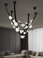 Dew Drops Alabaster Chandelier – Modern LED Pendant Light for Dining Room and Living Room