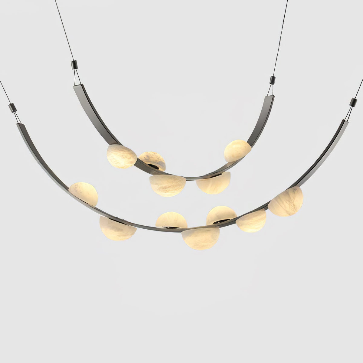 Dew Drops Alabaster Chandelier – Modern LED Pendant Light for Dining Room and Living Room